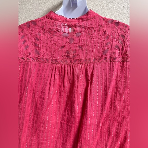 PILCRO ANTHROPOLOGIE The Victoria Lace Button Down in Pink Size 18W Boho Beach - Picture 11 of 15